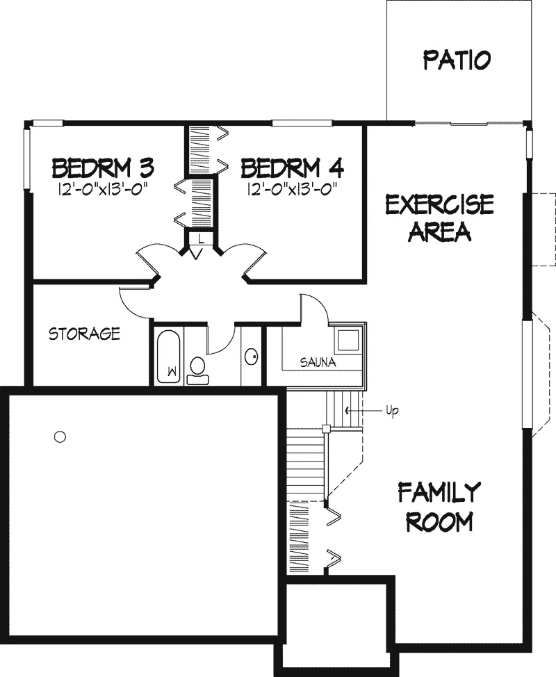 Traditional House Plan Lower Level Floor - Myron Traditional Home 072D-0152 - Shop House Plans and More