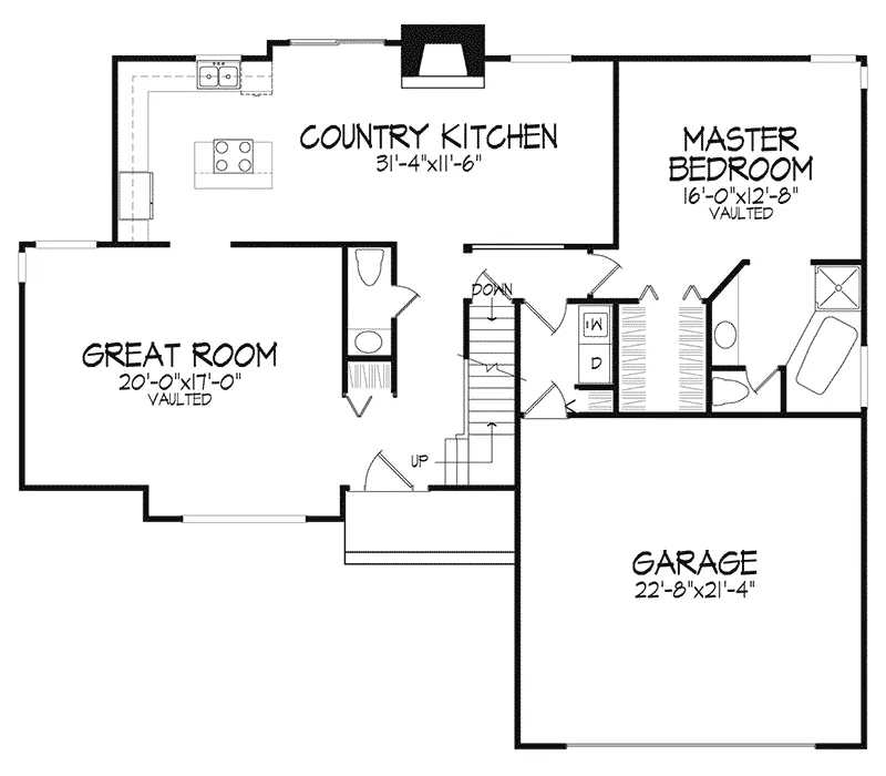 Country House Plan First Floor - Rosebud Orchard Country Home 072D-0154 - Shop House Plans and More