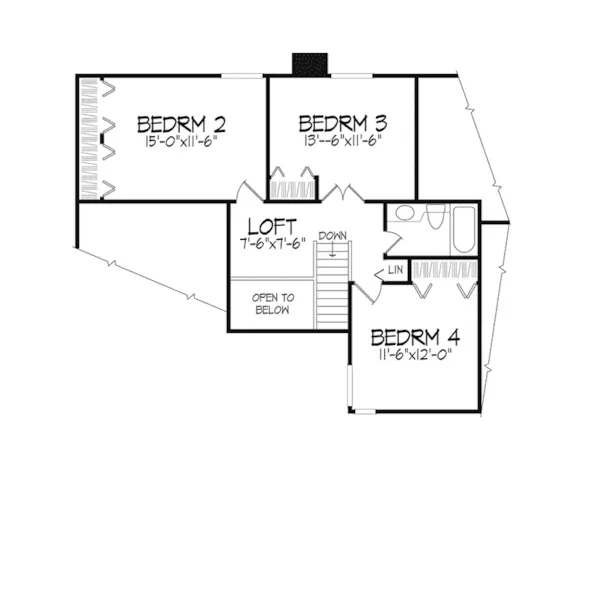 Southern House Plan Second Floor - Rosebud Orchard Country Home 072D-0154 - Shop House Plans and More