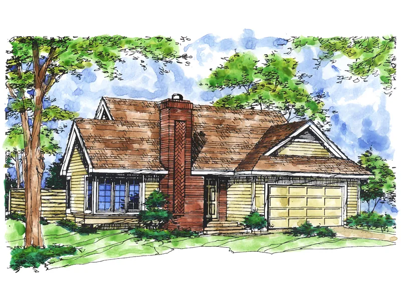 Ranch House Plan Front of Home - Woodworth Ranch Home 072D-0156 - Shop House Plans and More