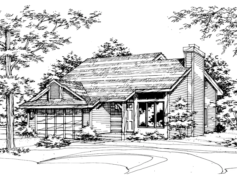 Contemporary House Plan Front of Home - Raleigh Hill Ranch Home 072D-0159 - Shop House Plans and More