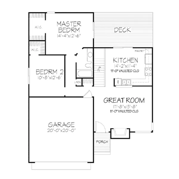 Traditional House Plan First Floor - Minaville Shingle Ranch Home 072D-0160 - Shop House Plans and More