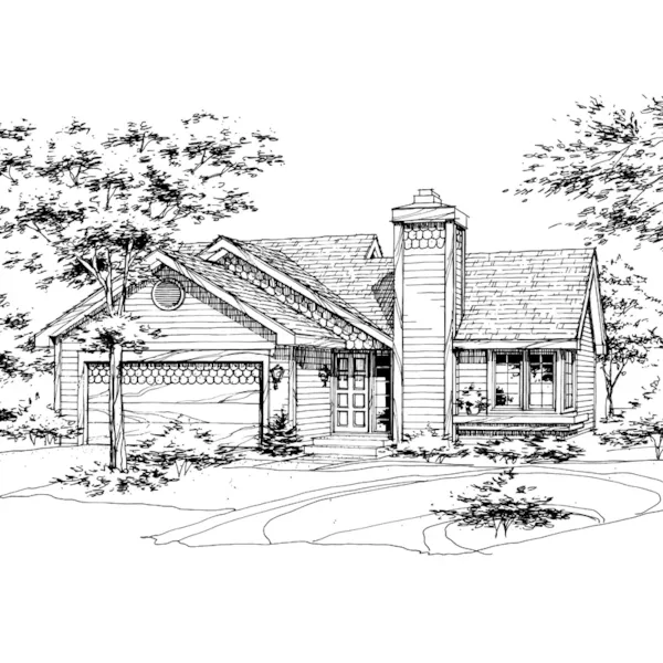 Traditional House Plan Front of Home - Minaville Shingle Ranch Home 072D-0160 - Shop House Plans and More