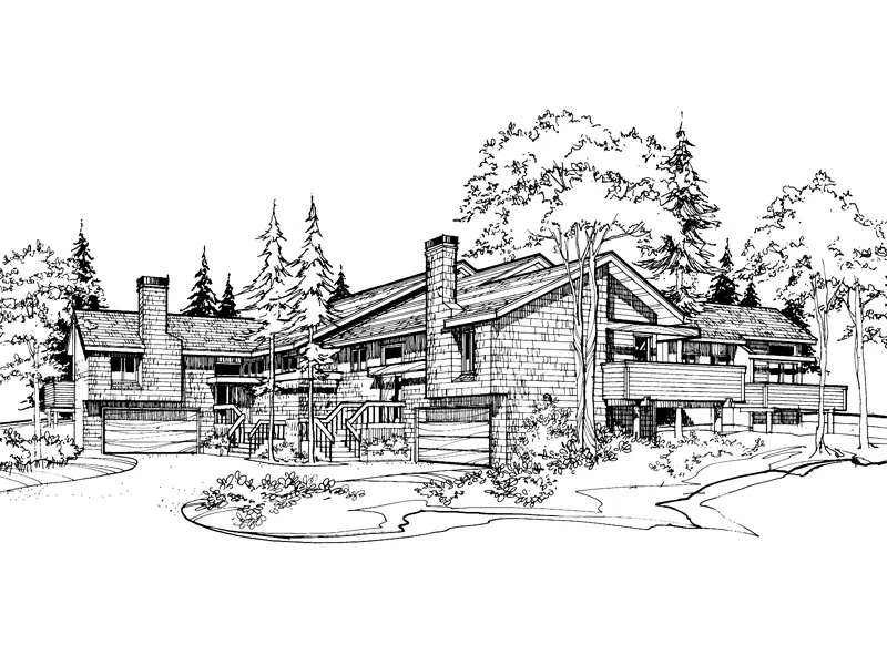 Traditional House Plan Front of Home - Gadbury Rustic Fourplex 072D-0161 - Search House Plans and More