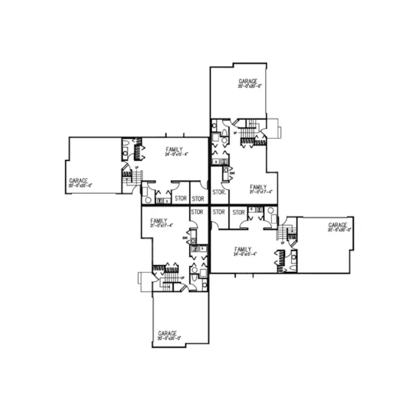 Country House Plan Lower Level Floor - Gadbury Rustic Fourplex 072D-0161 - Search House Plans and More