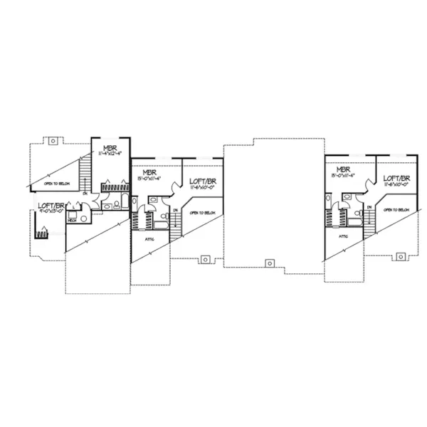 Contemporary House Plan Second Floor - Gainesway Rustic Fourplex 072D-0164 - Search House Plans and More