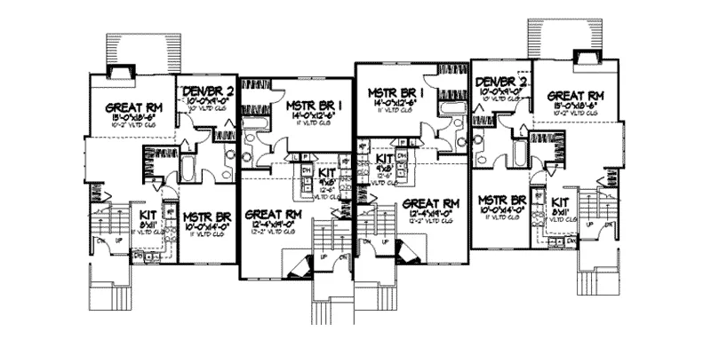 Country House Plan Second Floor - Robbins Mill Two-Story Fourplex 072D-0165 - Shop House Plans and More