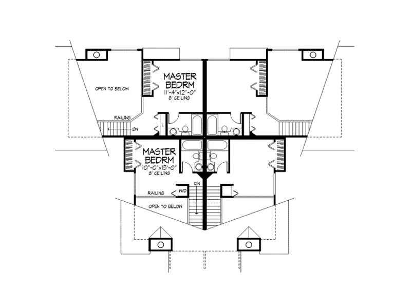 Craftsman House Plan Second Floor - Palasano Rustic Fourplex 072D-0167 - Shop House Plans and More