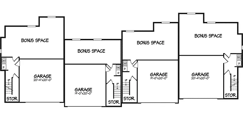 Ranch House Plan Lower Level Floor - Barcino Modern Fourplex 072D-0170 - Search House Plans and More