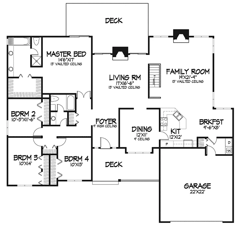 Modern House Plan First Floor - Quinlan Ranch Home 072D-0174 - Shop House Plans and More