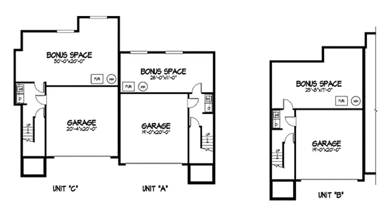 Multi-Family House Plan Lower Level Floor - Salem Way Neoclassical Triplex 072D-0175 - Shop House Plans and More