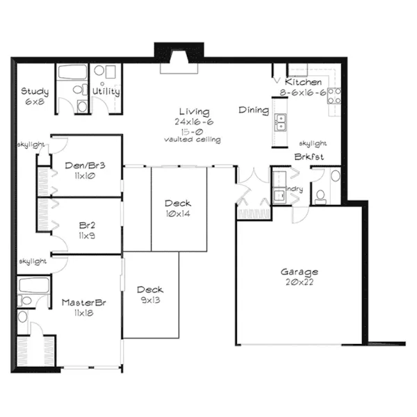 Modern House Plan First Floor - Grand Glen Modern Home 072D-0188 - Search House Plans and More