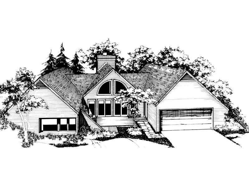 Ranch House Plan Front of Home - Grand Glen Modern Home 072D-0188 - Search House Plans and More