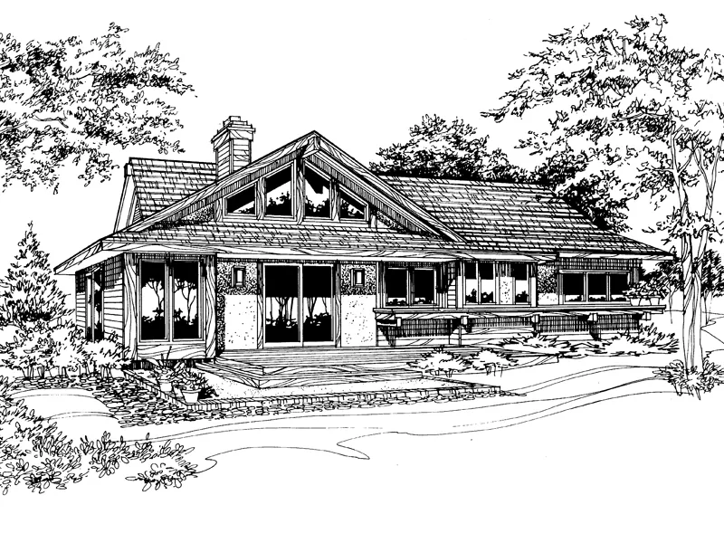 Waterfront House Plan Front of Home - Pineycliffe Vacation Home 072D-0190 - Shop House Plans and More