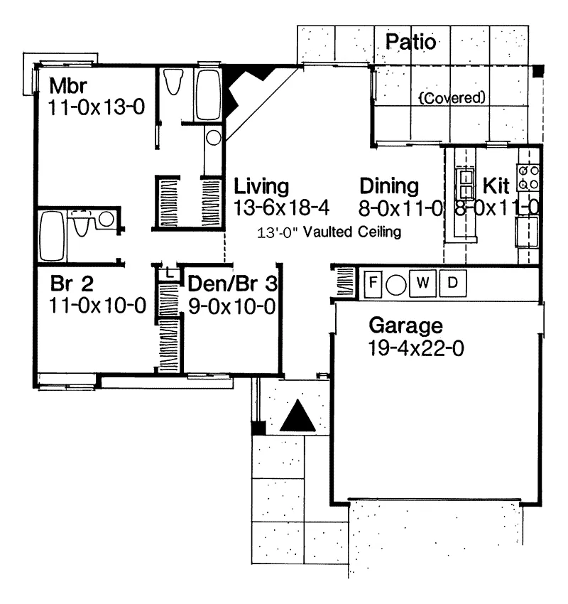 Ranch House Plan First Floor - Reuben Hill Ranch Home 072D-0192 - Shop House Plans and More