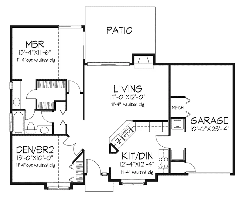Ranch House Plan First Floor - Marjean Ranch Home 072D-0196 - Shop House Plans and More