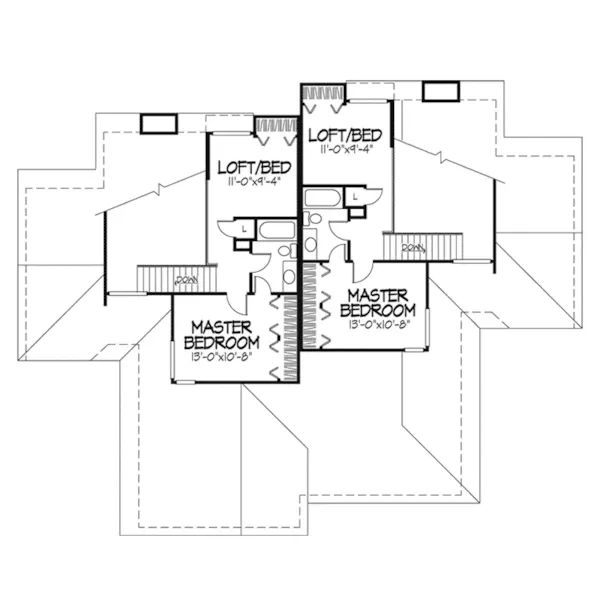 Traditional House Plan Second Floor - Rockmont Neoclassical Duplex 072D-0197 - Shop House Plans and More