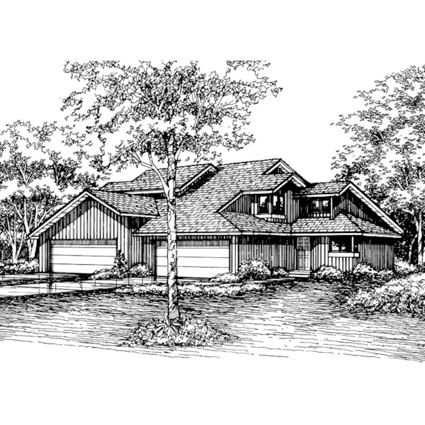 Traditional House Plan Front of Home - Rockmont Neoclassical Duplex 072D-0197 - Shop House Plans and More