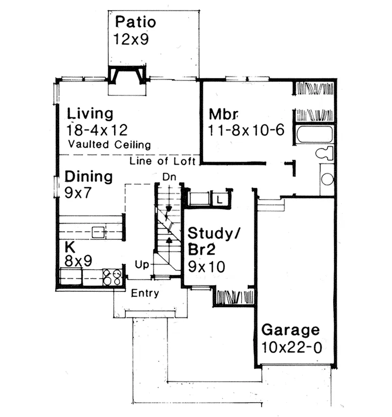 Bungalow House Plan First Floor - Lawndell Narrow Lot Home 072D-0201 - Shop House Plans and More