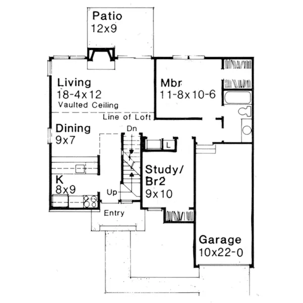 Contemporary House Plan First Floor - Lawndell Narrow Lot Home 072D-0201 - Shop House Plans and More