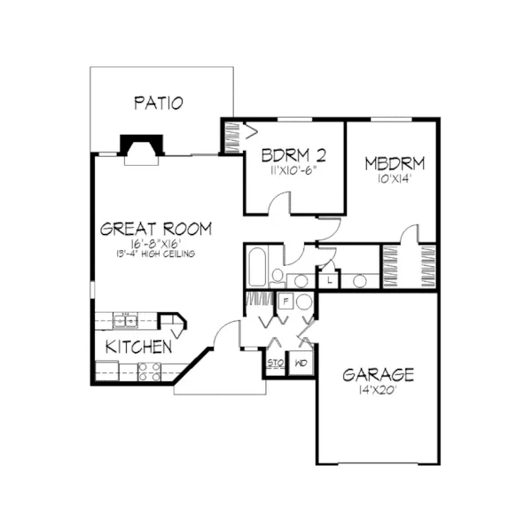 Ranch House Plan First Floor - Prattmoore Small Ranch Home 072D-0204 - Shop House Plans and More