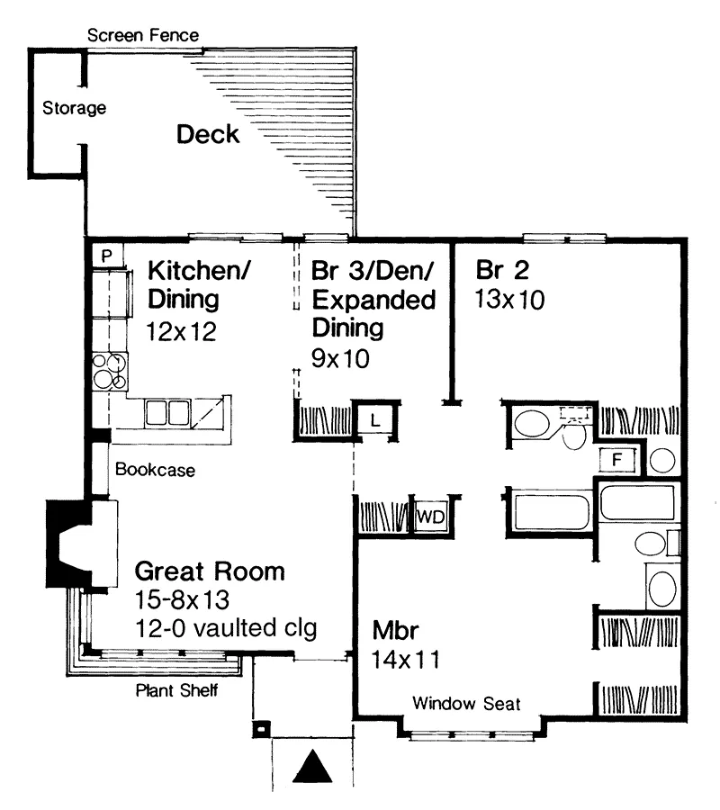 Ranch House Plan First Floor - Jaccard Narrow Lot Ranch Home 072D-0208 - Search House Plans and More