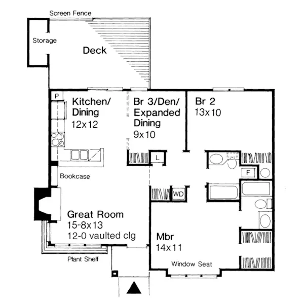 Modern House Plan First Floor - Jaccard Narrow Lot Ranch Home 072D-0208 - Search House Plans and More