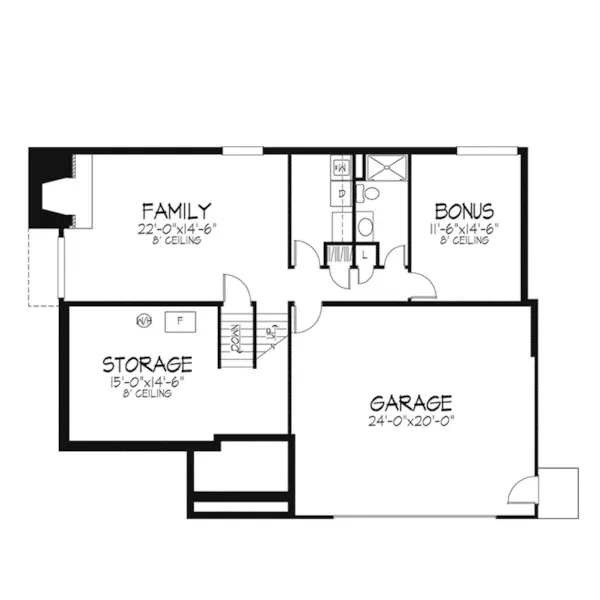 Lake House Plan Lower Level Floor - Saffron Hill Split-Level Home 072D-0215 - Shop House Plans and More