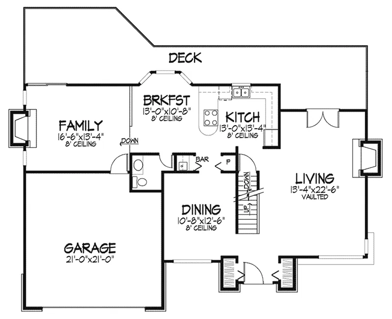 Southern House Plan First Floor - Roundhill Traditional Home 072D-0217 - Shop House Plans and More