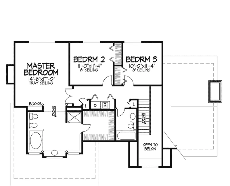 Southern House Plan Second Floor - Roundhill Traditional Home 072D-0217 - Shop House Plans and More