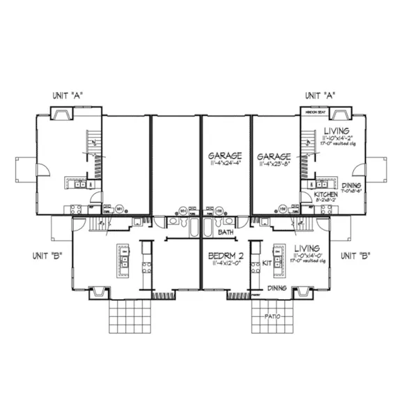 Traditional House Plan First Floor - Montauban Luxury Fourplex 072D-0218 - Shop House Plans and More