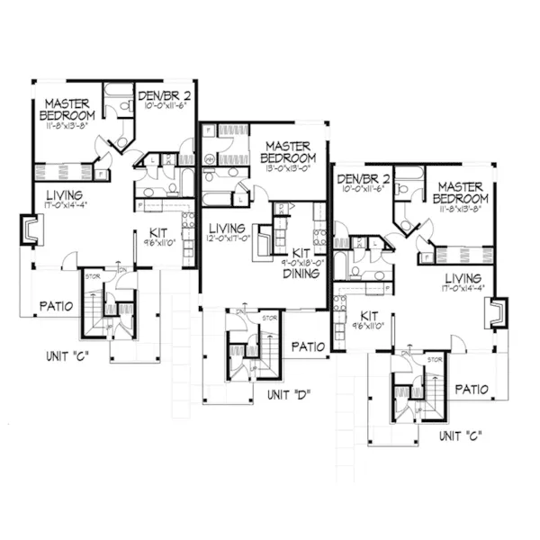 Modern House Plan First Floor - Gaillard Stylish Sixplex 072D-0219 - Search House Plans and More