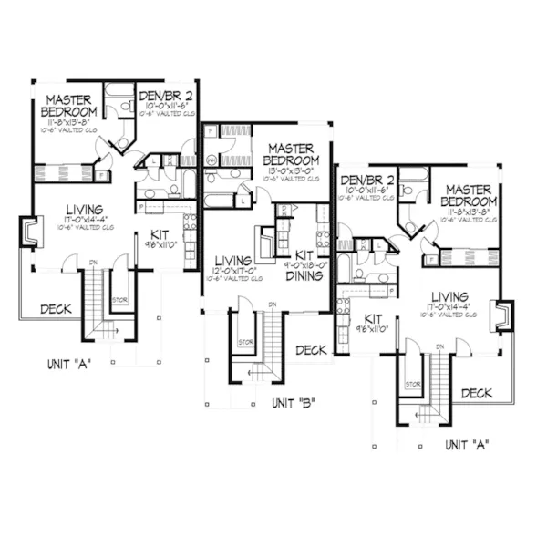 Modern House Plan Second Floor - Gaillard Stylish Sixplex 072D-0219 - Search House Plans and More