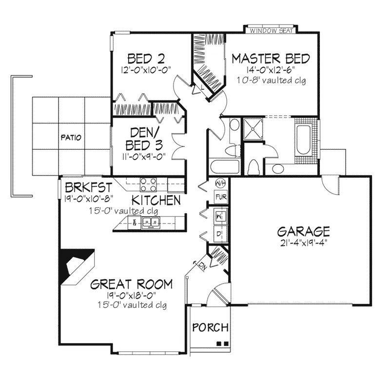 Modern House Plan First Floor - Balmora Ranch Home 072D-0227 - Search House Plans and More