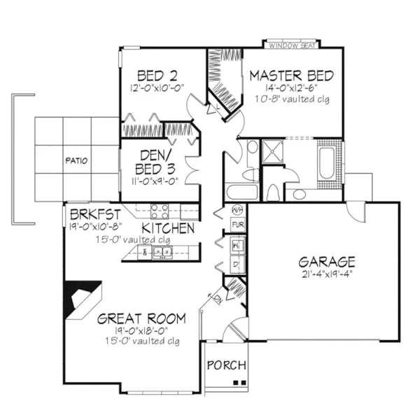 Modern House Plan First Floor - Balmora Ranch Home 072D-0227 - Search House Plans and More