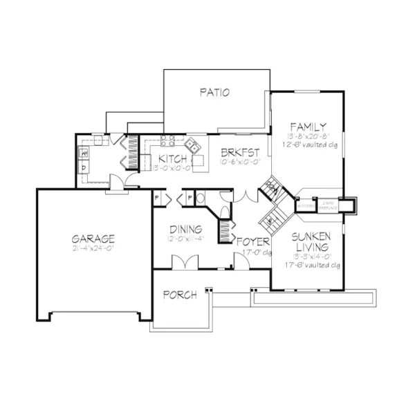 Southern House Plan First Floor - Lakewood Country Home 072D-0243 - Shop House Plans and More