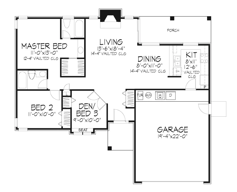 Ranch House Plan First Floor - Kilanjaro Rustic Ranch Home 072D-0246 - Search House Plans and More