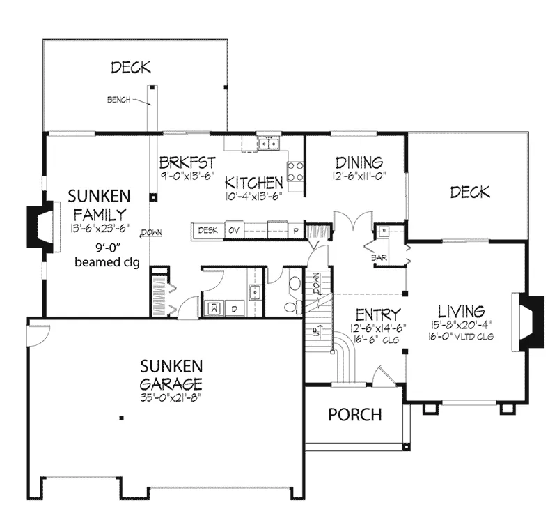 Southern House Plan First Floor - Nadine Trail Rustic Home 072D-0249 - Shop House Plans and More