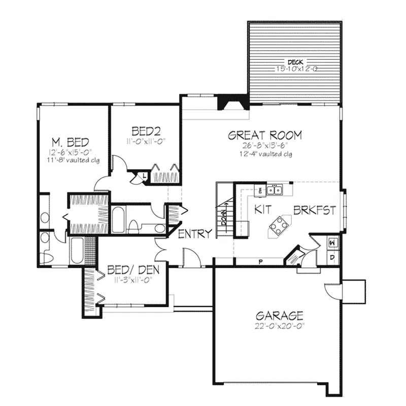 Country House Plan First Floor - Shamrock Hills Ranch Home 072D-0252 - Shop House Plans and More