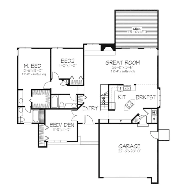 Ranch House Plan First Floor - Shamrock Hills Ranch Home 072D-0252 - Shop House Plans and More