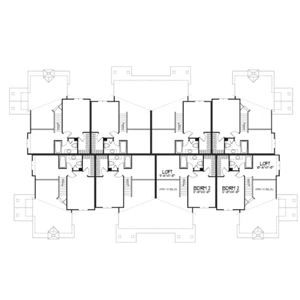 Multi-Family House Plan Second Floor - Hogan Hollow Rustic Eightplex 072D-0254 - Search House Plans and More