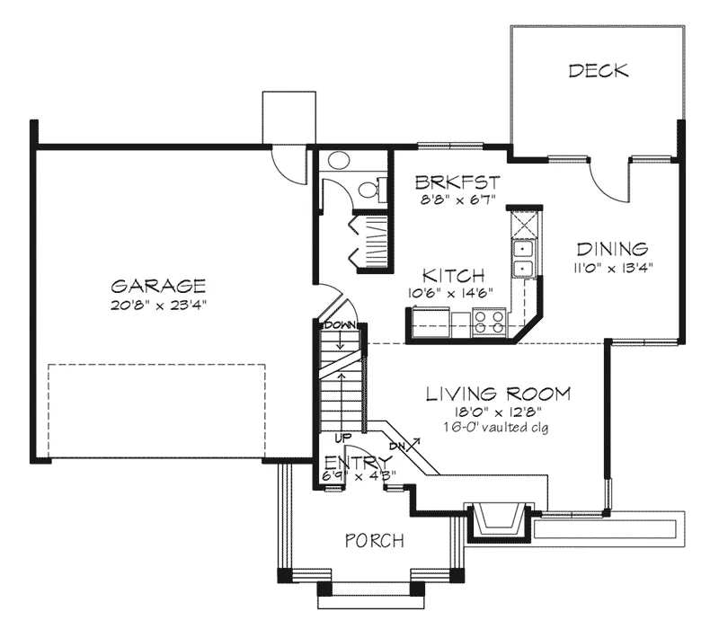 Modern House Plan First Floor - Glenpeak Rustic Home 072D-0255 - Search House Plans and More