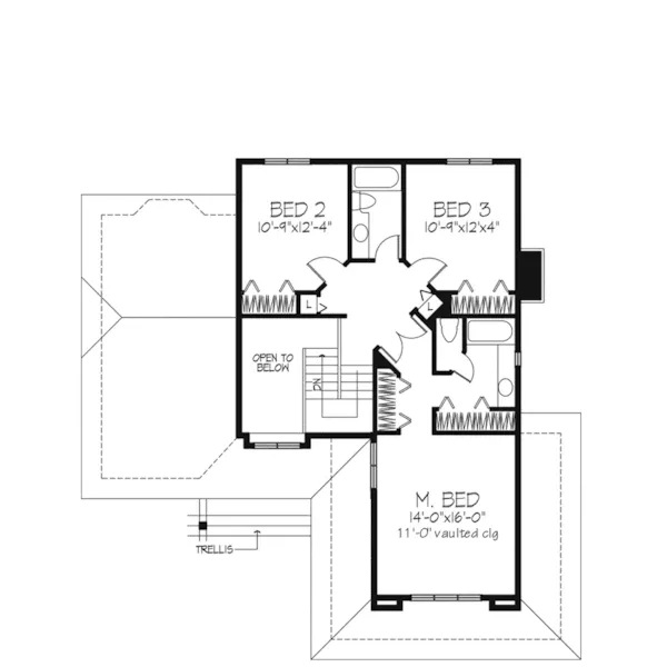 Tudor House Plan Second Floor - Grandview Place Tudor Home 072D-0256 - Search House Plans and More