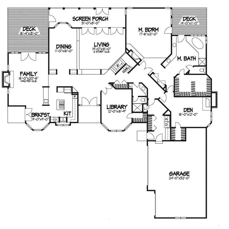 Contemporary House Plan First Floor - Goldenapple Luxury Home 072D-0259 - Search House Plans and More