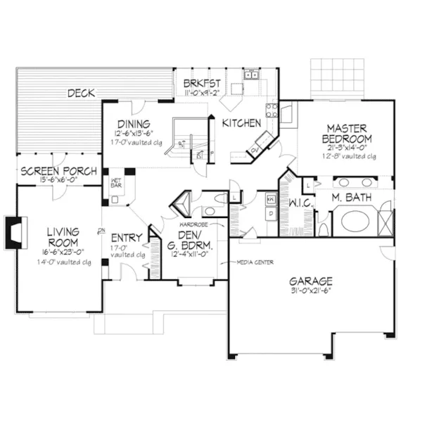 Contemporary House Plan First Floor - Longstreet Traditional Home 072D-0265 - Shop House Plans and More