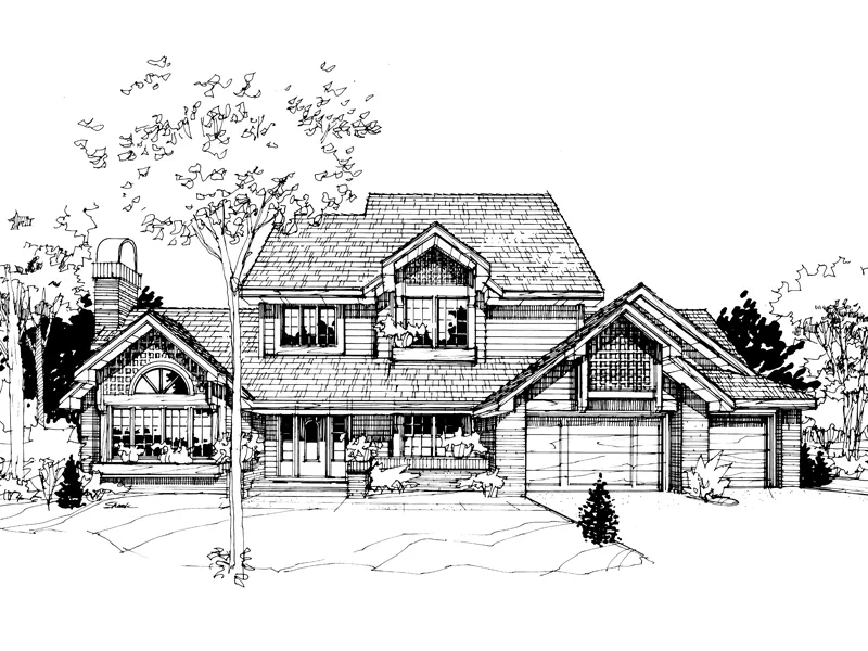 Modern House Plan Front of Home - Longstreet Traditional Home 072D-0265 - Shop House Plans and More