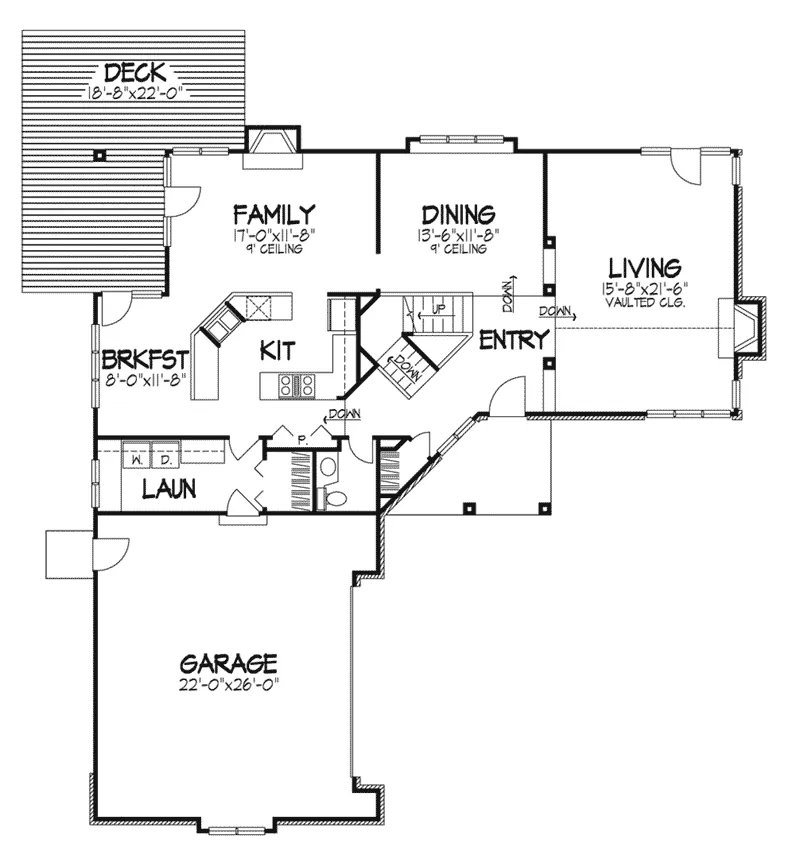 Traditional House Plan First Floor - Bluebonnett Traditional Home 072D-0269 - Search House Plans and More