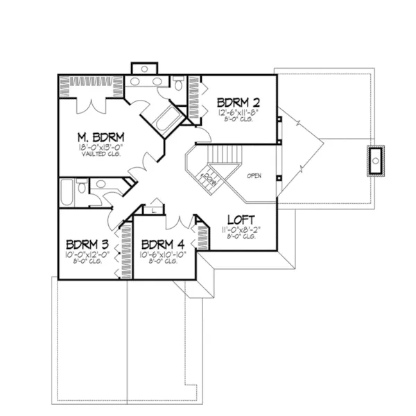 Traditional House Plan Second Floor - Bluebonnett Traditional Home 072D-0269 - Search House Plans and More