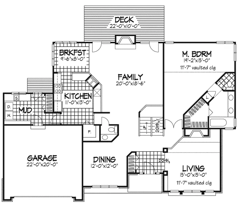 Shingle House Plan First Floor - Holliston Forest Rustic Home 072D-0272 - Search House Plans and More