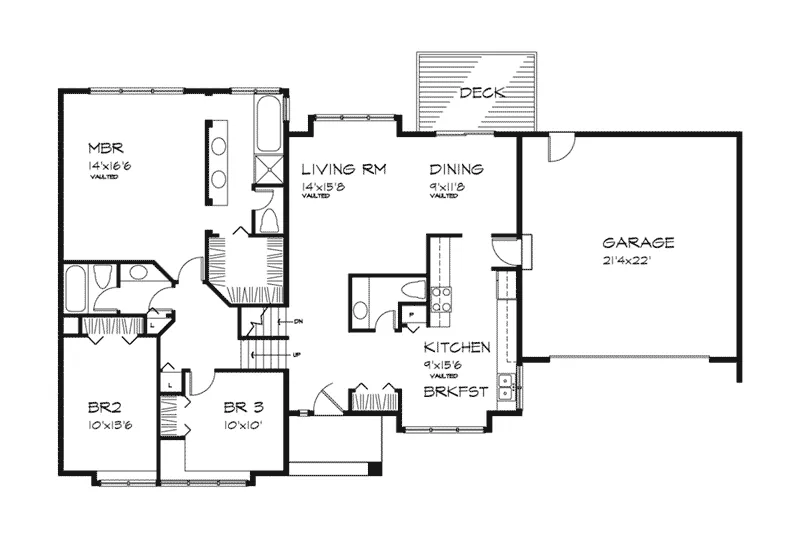 Contemporary House Plan First Floor - Saddlebrook Split-Level Home 072D-0277 - Shop House Plans and More